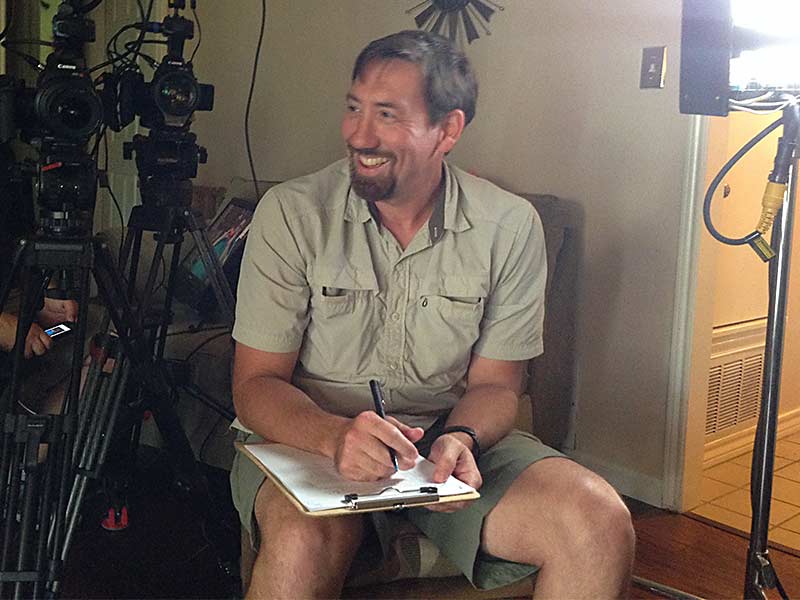 Matt Wilkins conducting an interview